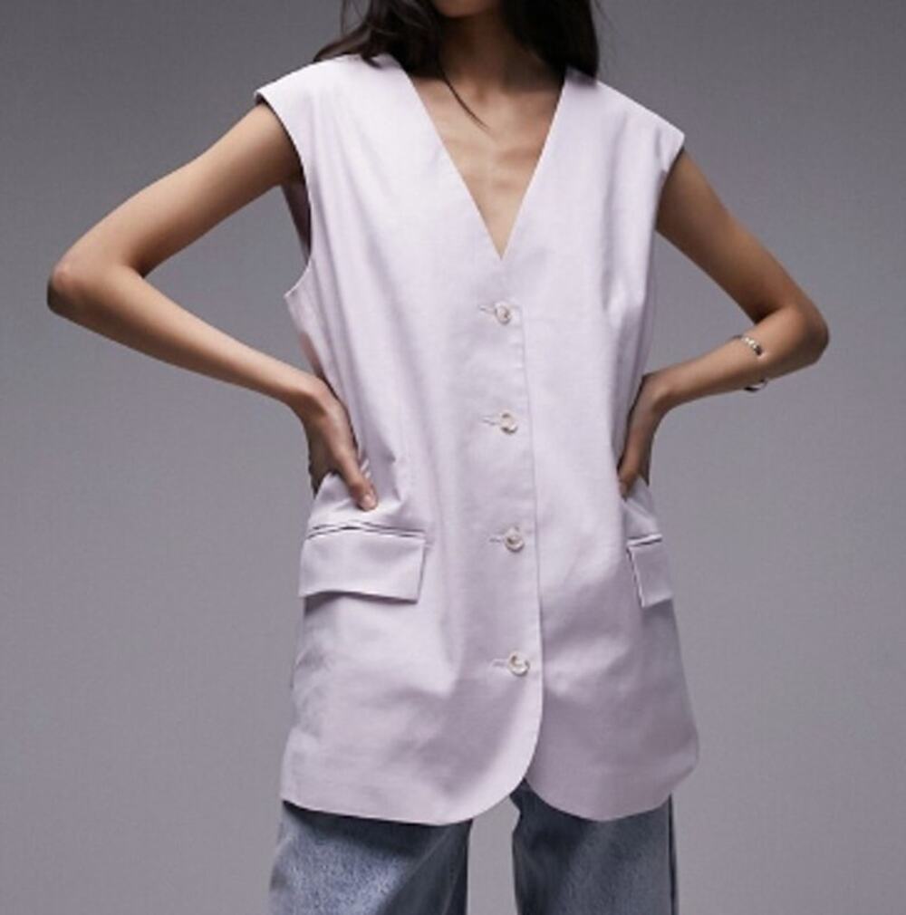 New ~ TOPSHOP ~ NORDSTROM ~  Linen Blend Oversized Suit Vest Size 8
